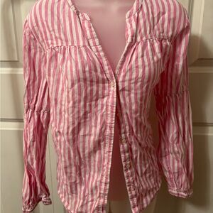 Old Navy Pink and White Striped Button Down Shirt